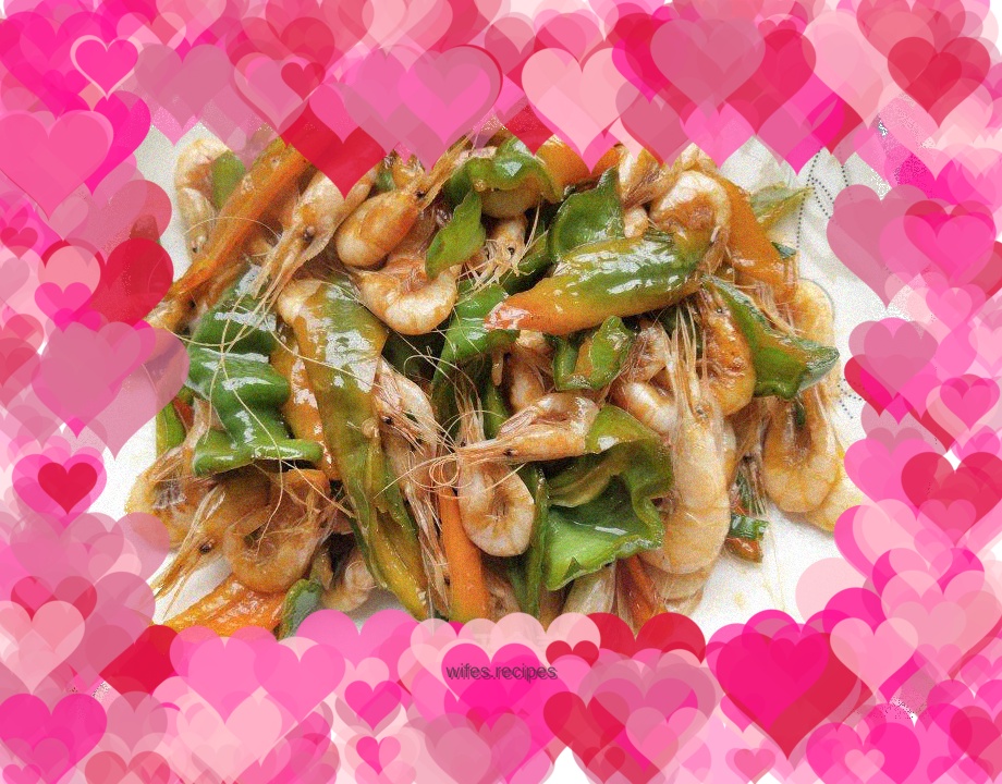 Stir-fried white shrimps with chili pepper