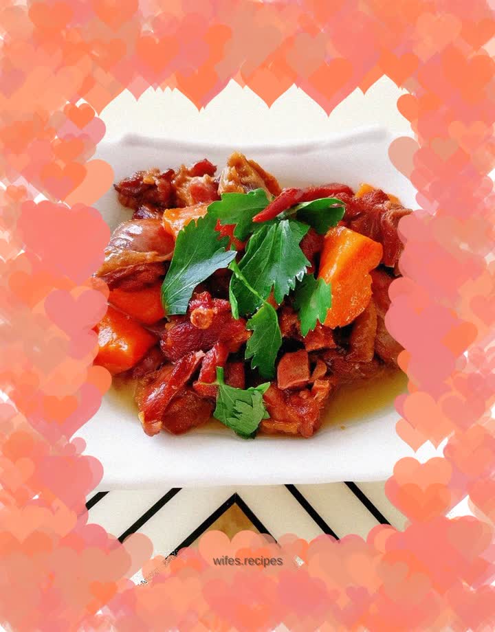 Braised duck leg with carrots