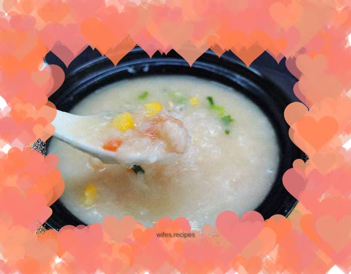 Scallops, shrimps and vegetable porridge