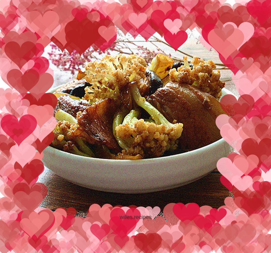 Stir-fried pork slices with cauliflower