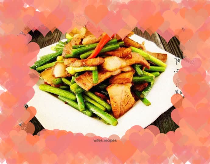 Twice-cooked pork with garlic sprouts