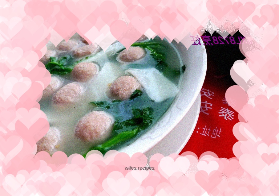 Rice cake, vegetable and meatball soup