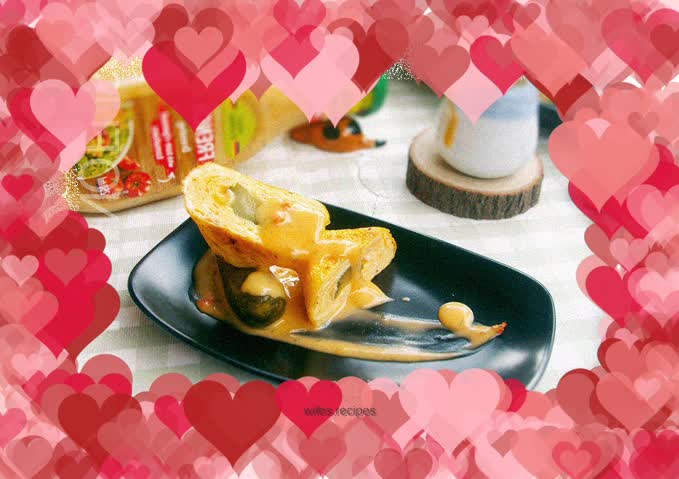 Thick egg roll with pickled cucumber