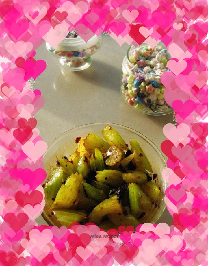 Bean drum mixed with celery