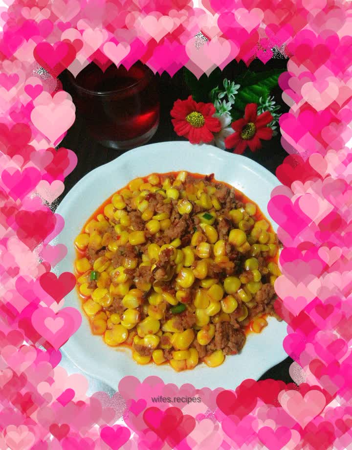 Fried corn with minced meat