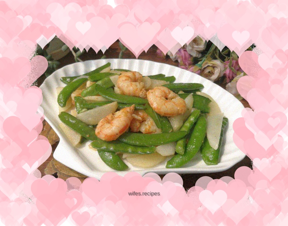 Stir-fried shrimps with yam and sweet beans