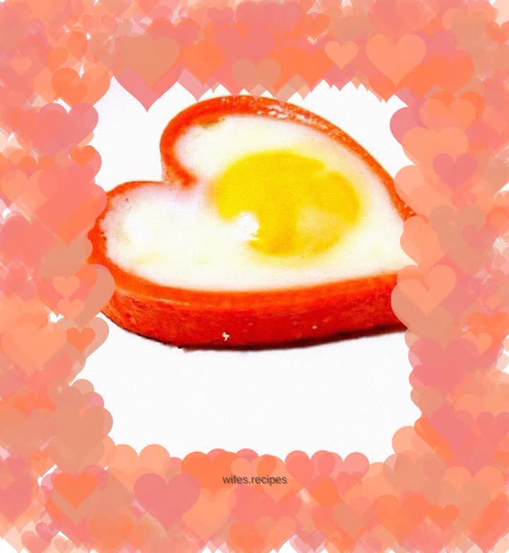 Heart-shaped ham omelette