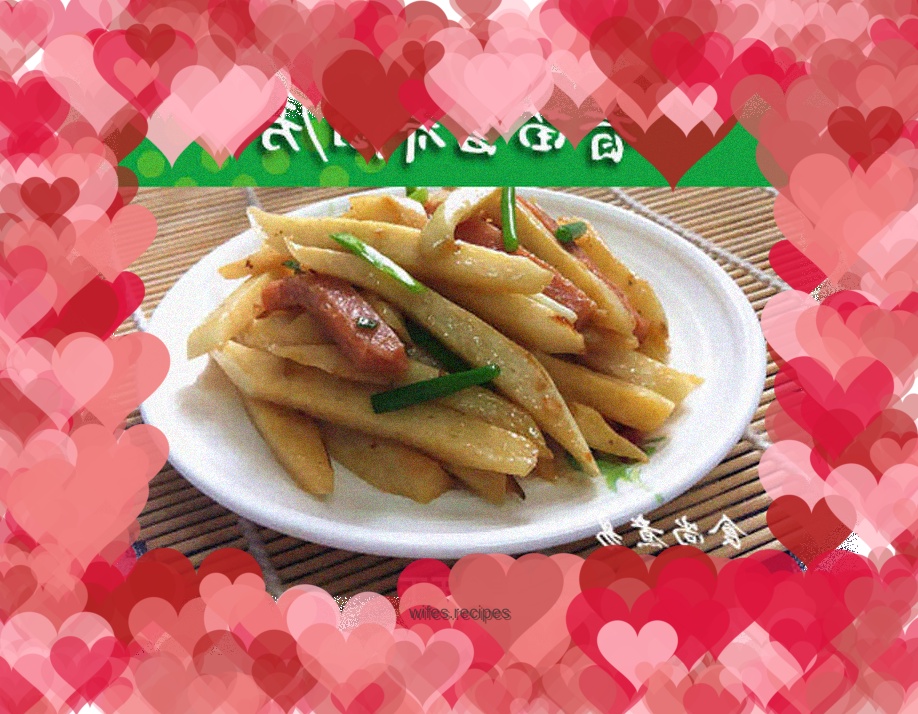 Fried ham with wild rice noodles