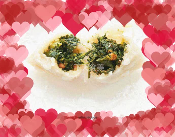 Wild vegetable steamed dumplings (semi-baked noodles)