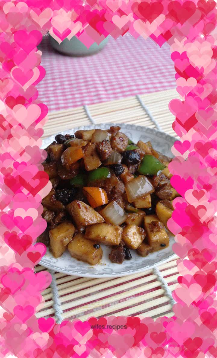 Pleurotus eryngii mushrooms with rice