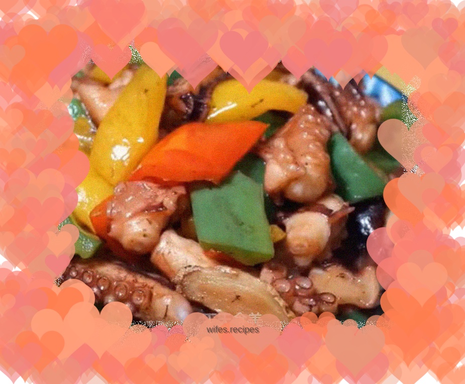 Fried octopus with green pepper