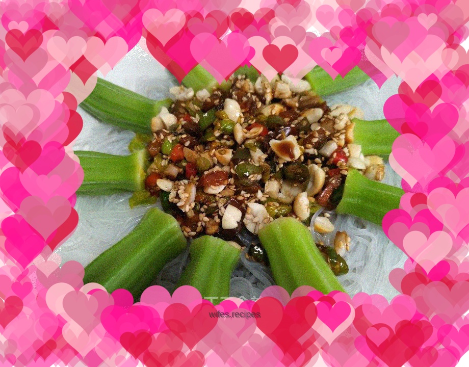 Steamed okra with garlic vermicelli