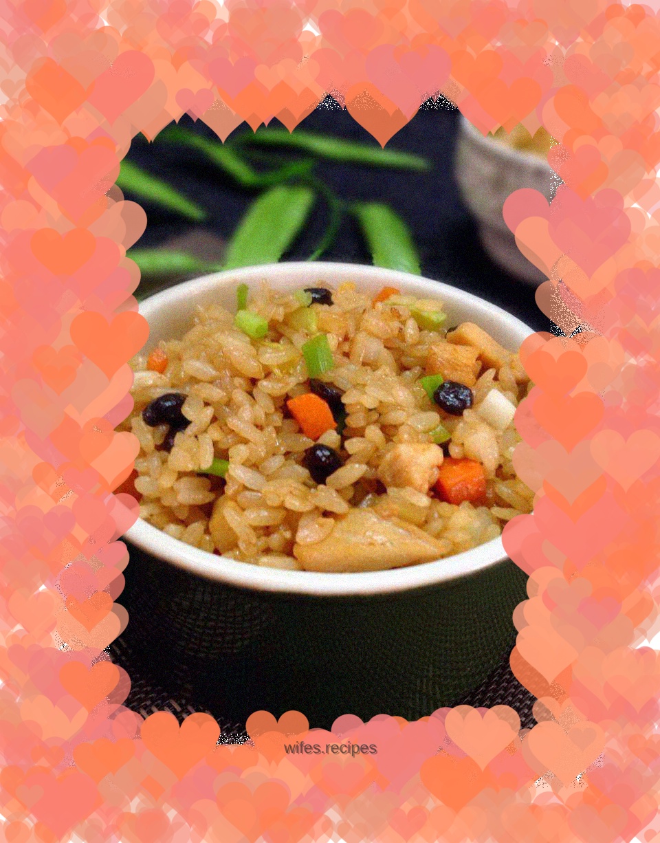 Fried rice with black bean and vegetables