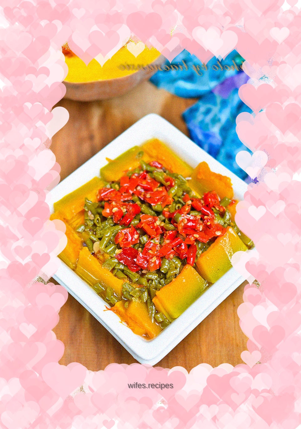Steamed Pumpkin with Sour Beans, Chopped Peppers