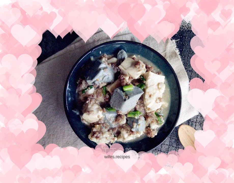 Two-color tofu and boiled meat paste