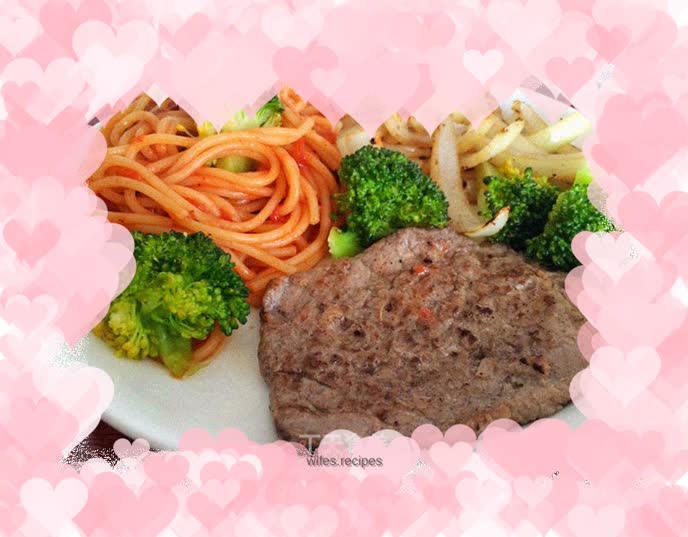 Black pepper steak + pasta