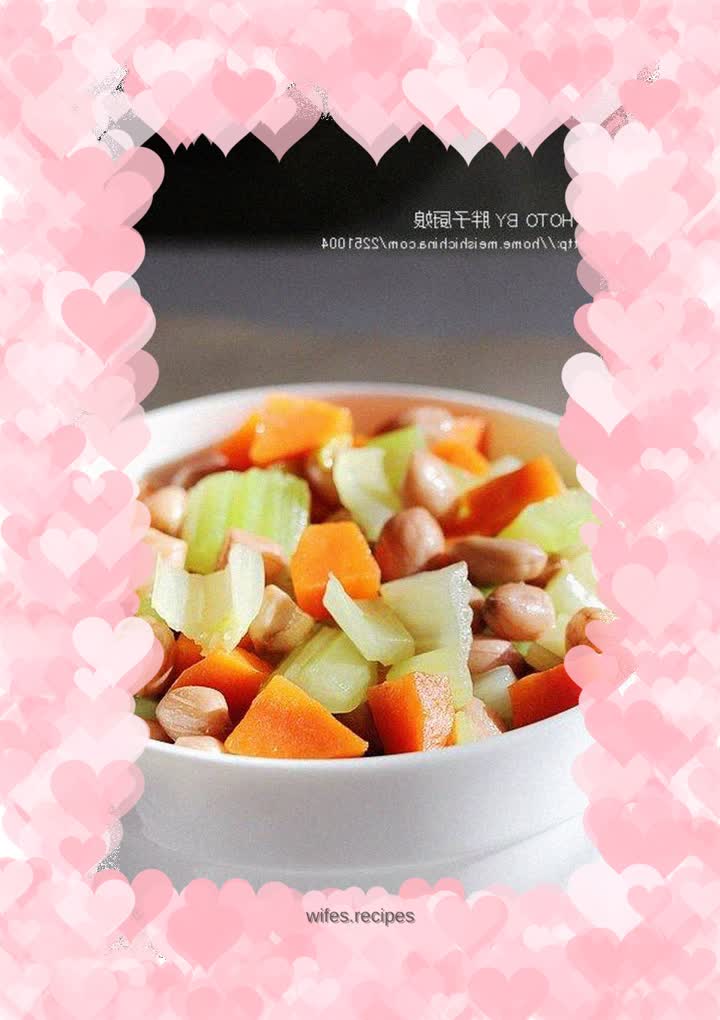 Celery mixed with peanuts