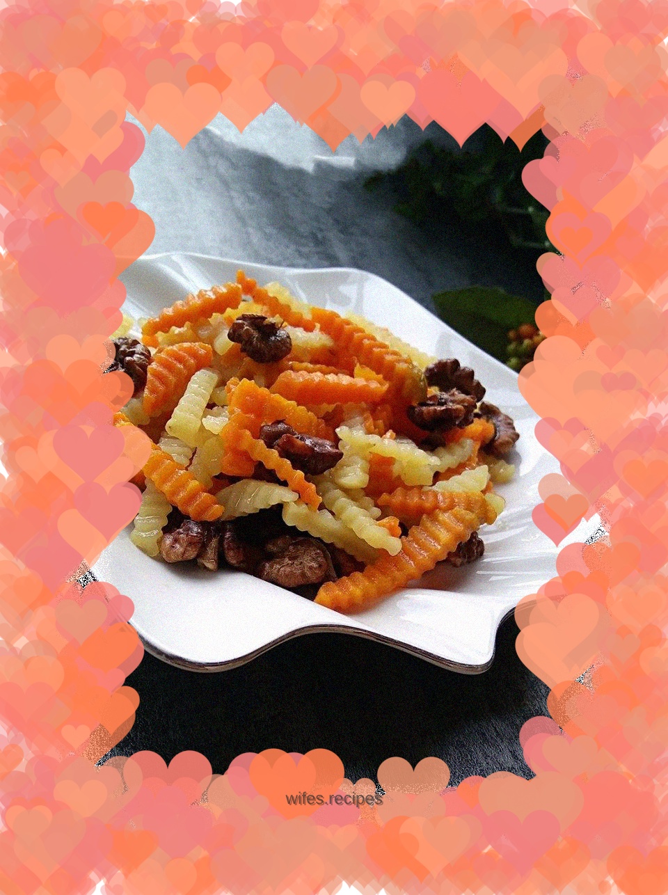 Carrots mixed with walnuts