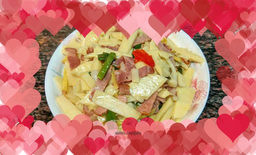 Stir-fried sour bamboo shoots with bacon