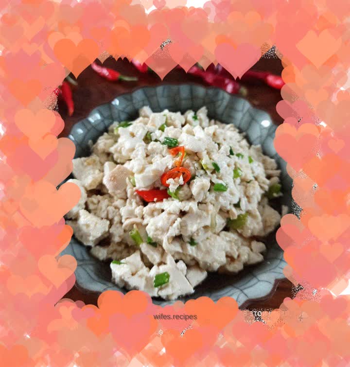 Tofu mixed with green onions