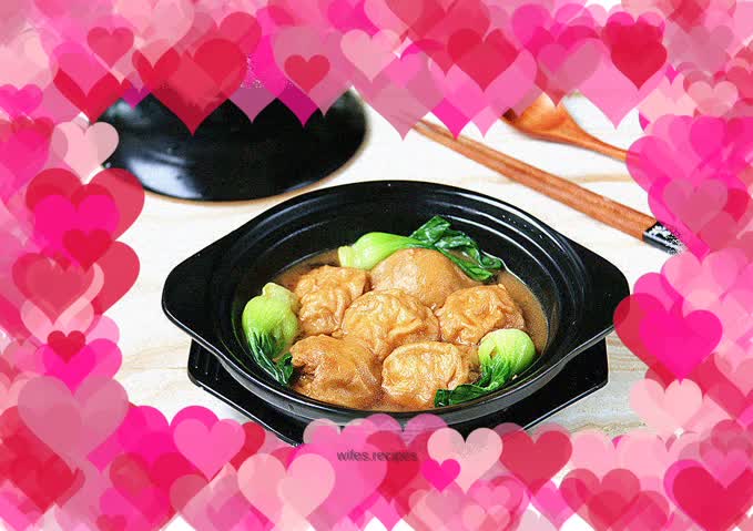 Vegetable braised in oil, gluten stuffed with meat