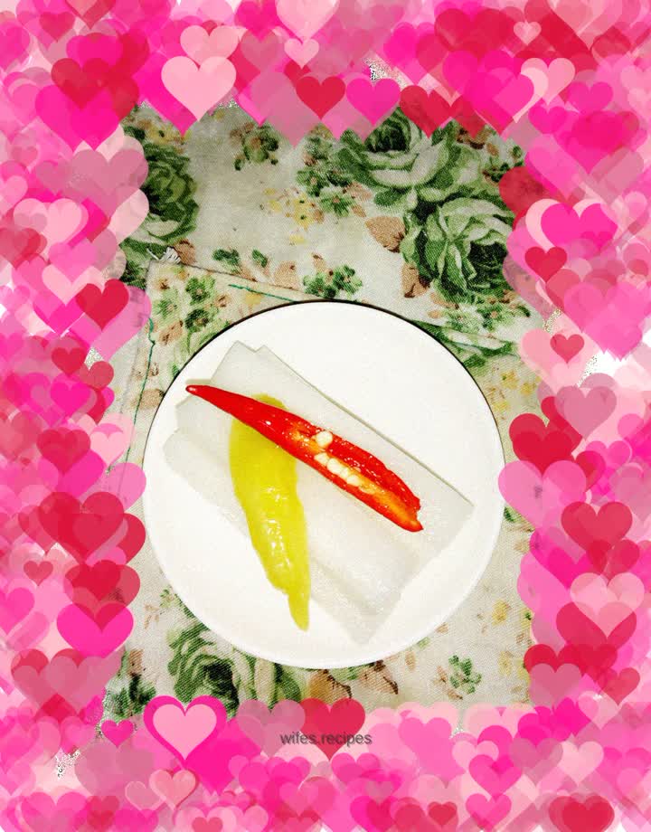 Pickled pepper and radish strips