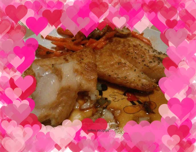 Braised fish steak with carrots