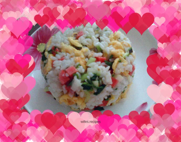 Green garlic, ham and egg fried rice