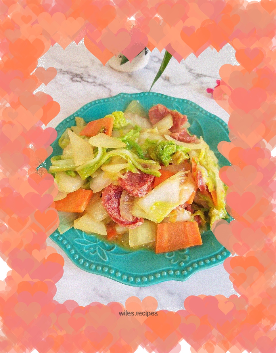 Stir-fried Chinese Sausage with Cabbage