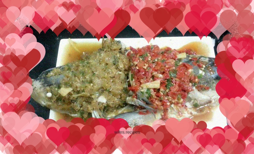 Fish head with double pepper