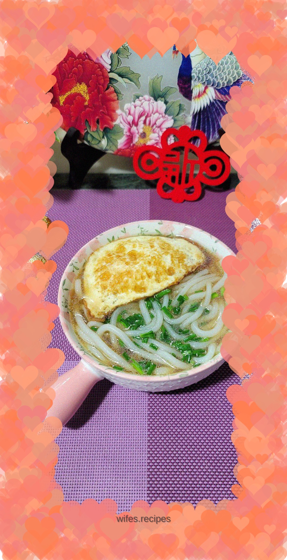 Omelette soup with rice noodles