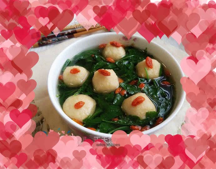 Fish ball and wolfberry soup