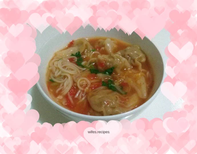 Tomato flavored wonton noodles