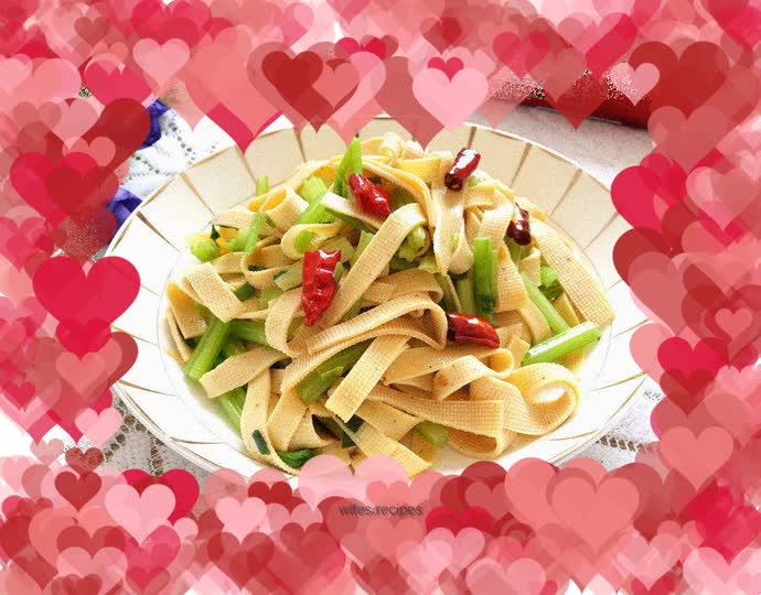 Fried bean curd with celery
