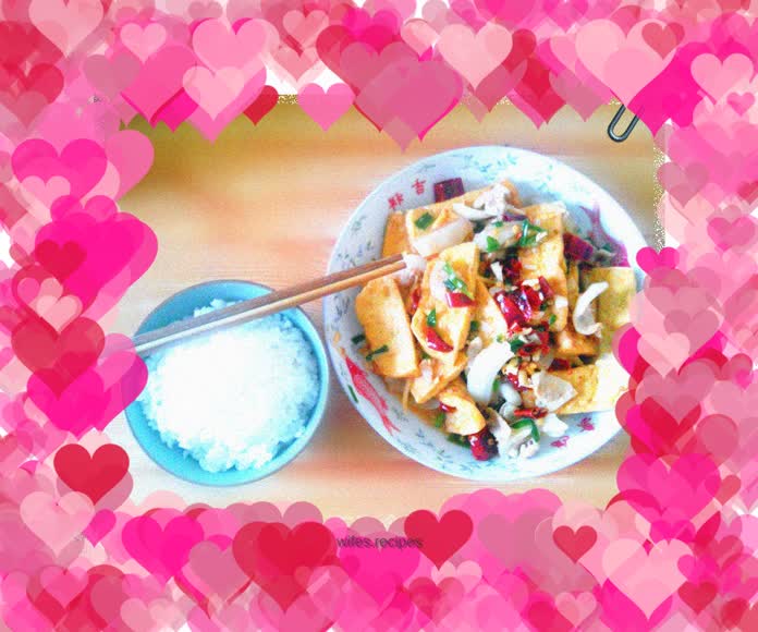Homemade tofu (stir-fried tofu with meat) is super delicious