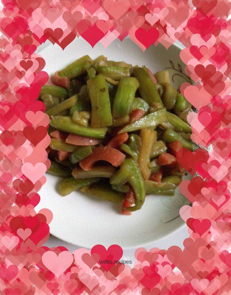 Fried Green Eggplant with Sausage