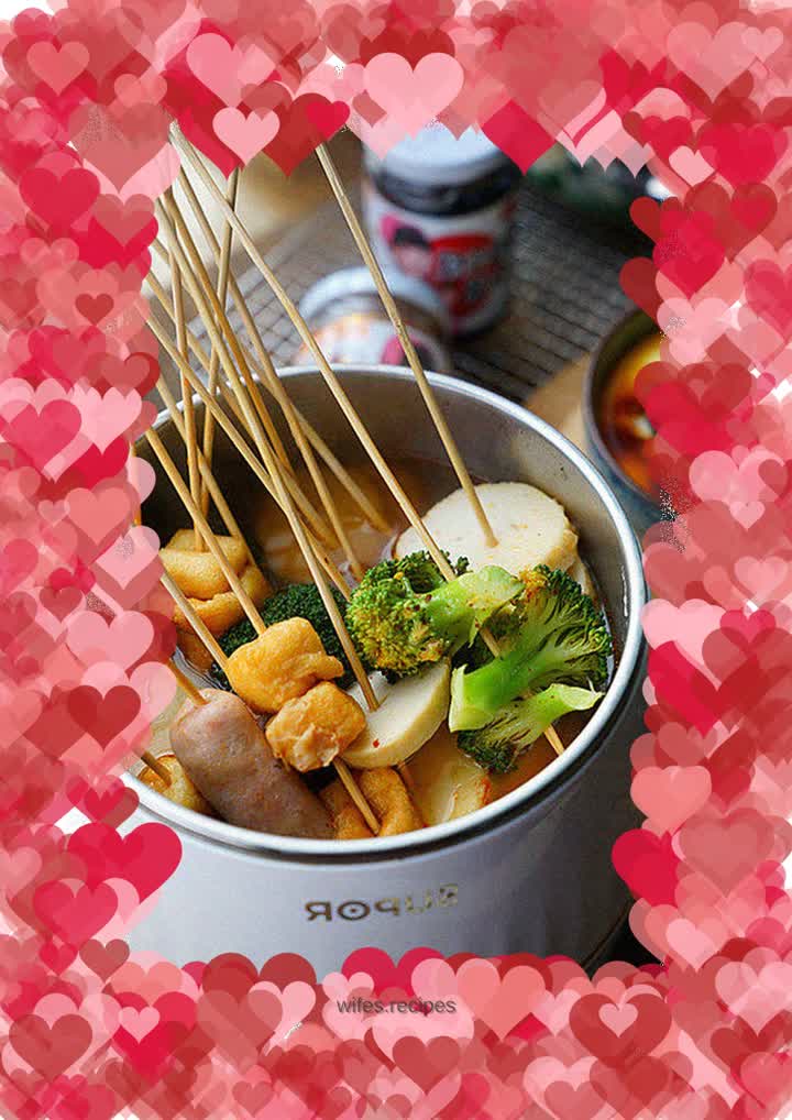 Oyster steamed egg skewers in hot pot