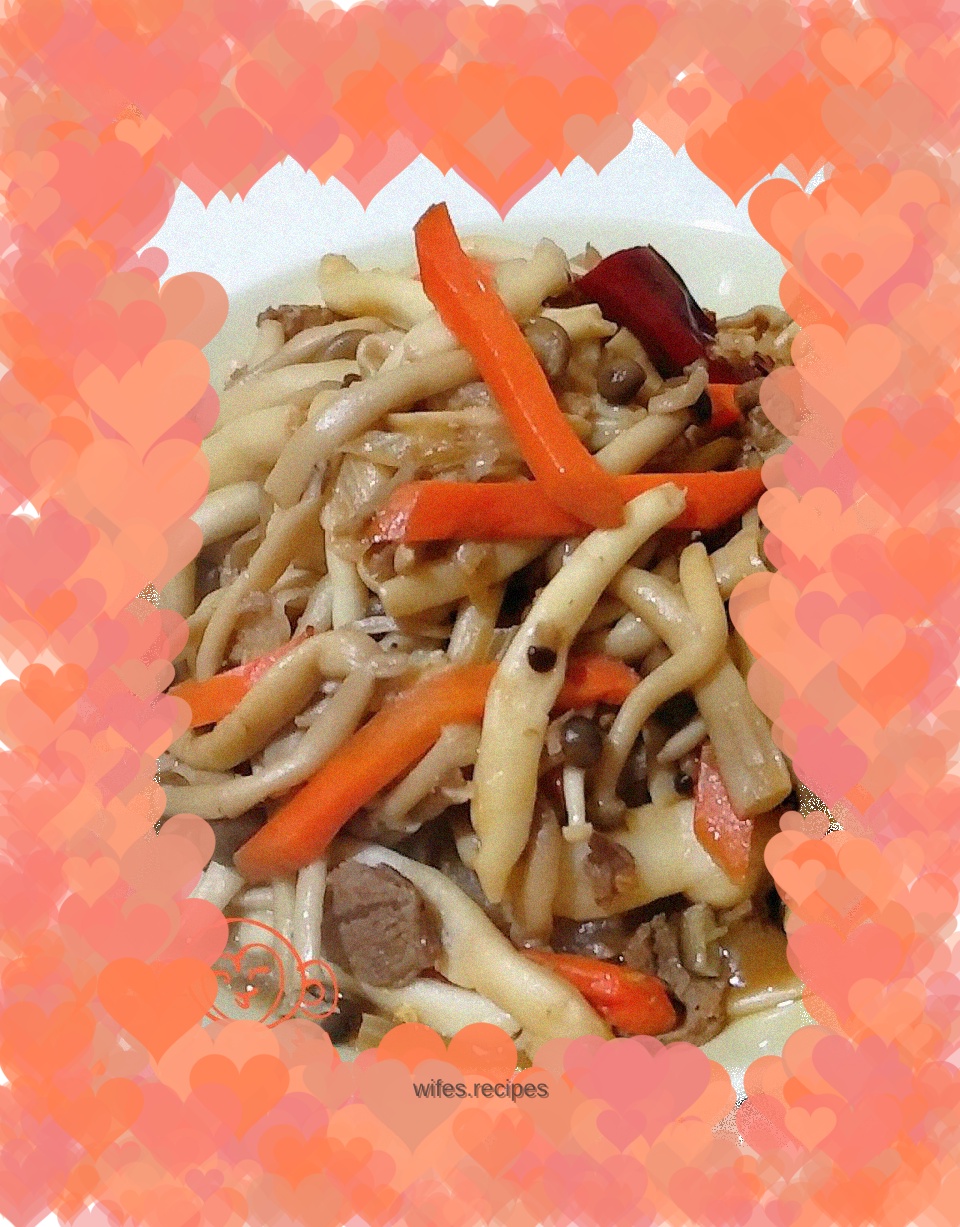 Pork slices with double mushrooms