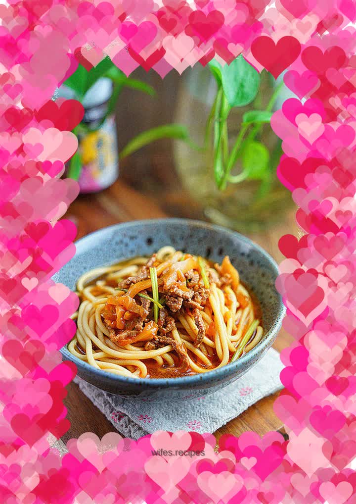 Pickled mustard beef and carrot noodles