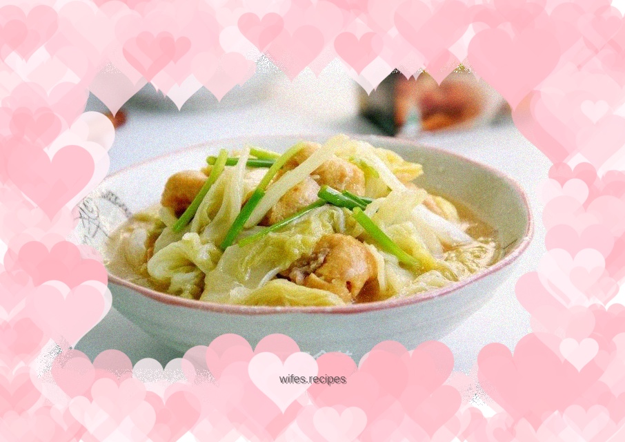 Stewed cabbage with fried tofu