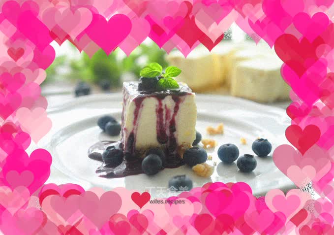 Pure natural blueberry jam with no-bake cheesecake