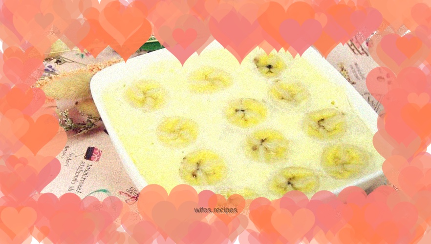 Banana rice pudding baby food, milk powder + eggs