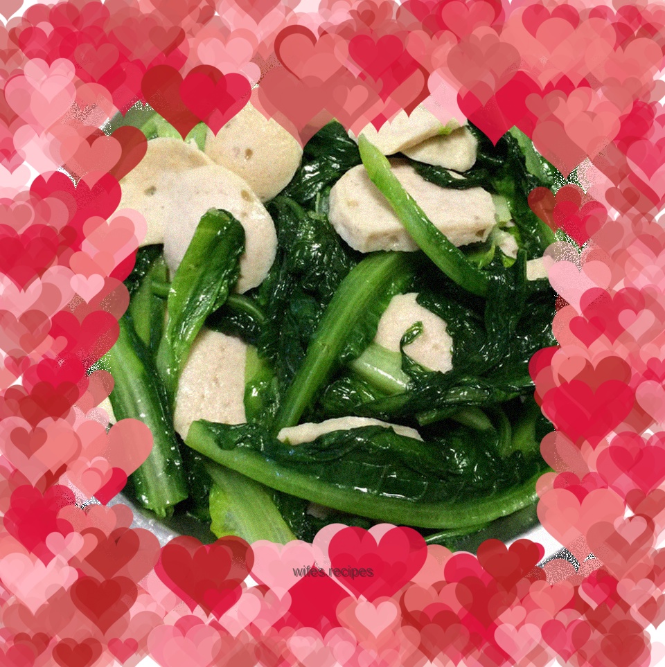 Stir-fried lettuce with meatballs