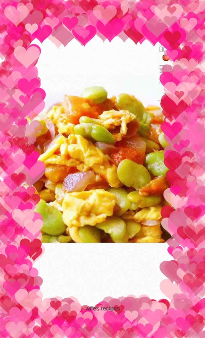 Fried broad beans with tomatoes and eggs