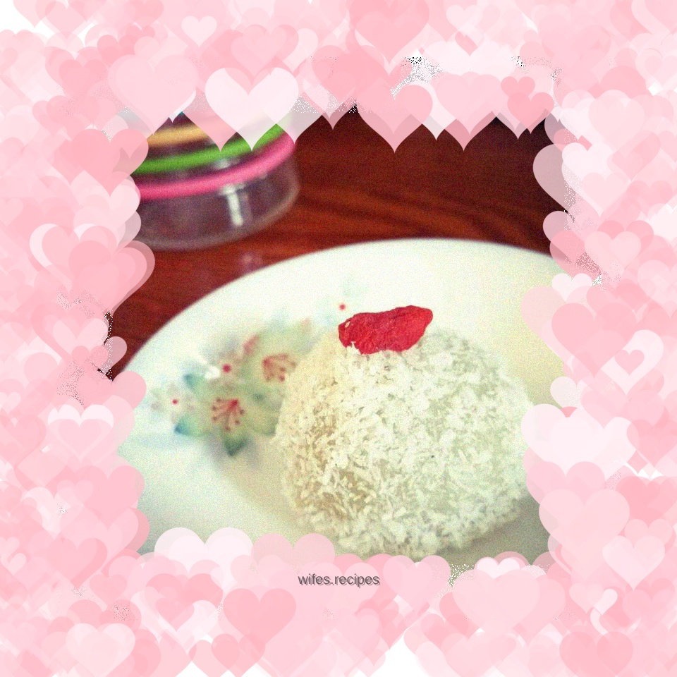 One mouthful of a round, white fat man - glutinous rice cake with sesame filling