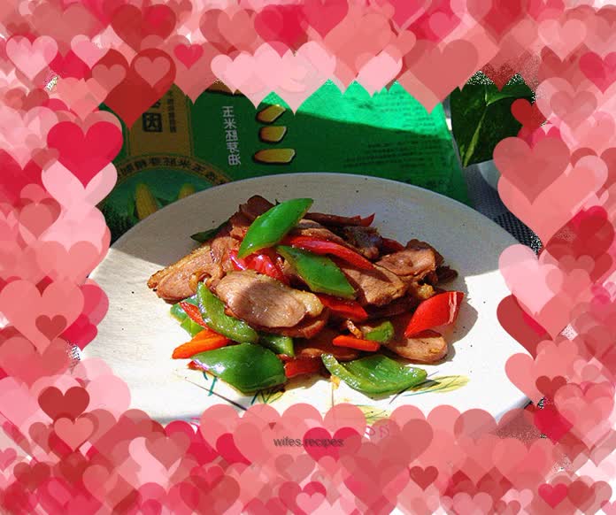 Stir-fried duck breast with two peppers