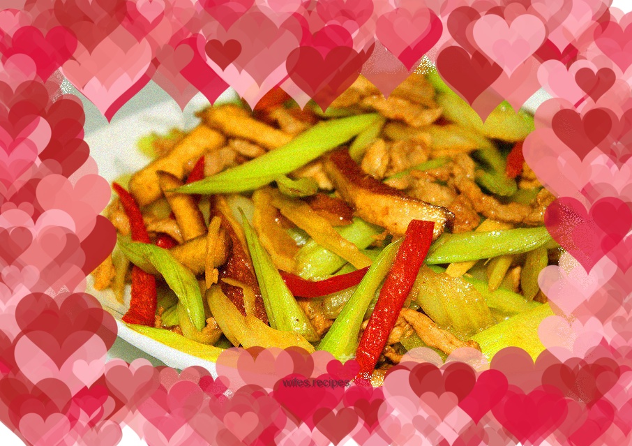 Celery and fragrant dried shredded pork