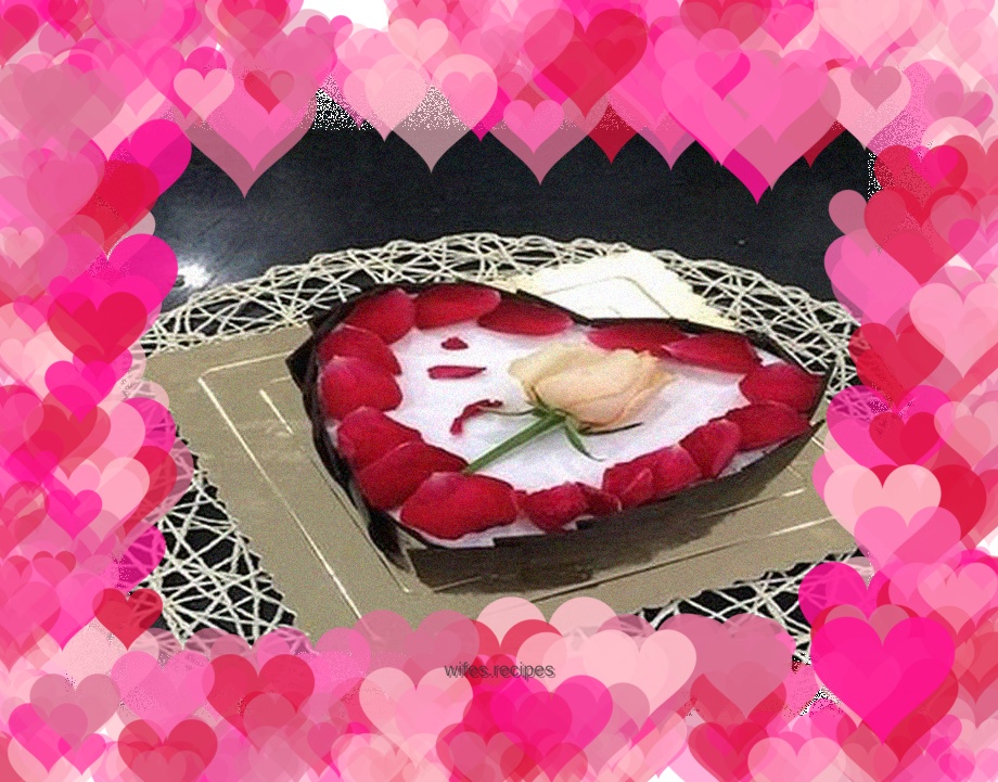 Rose heart-shaped cake