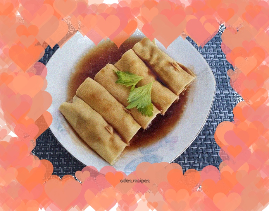 Bean skin and enoki mushroom meat rolls