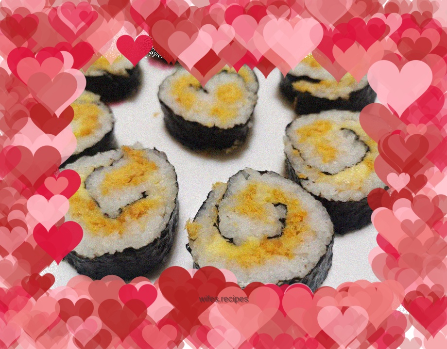 Seaweed and meat floss rolls